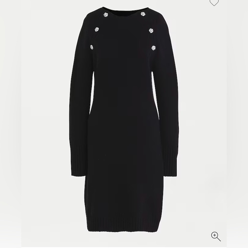 J. Crew Jewel shoulder Black Sweater Dress NWOT